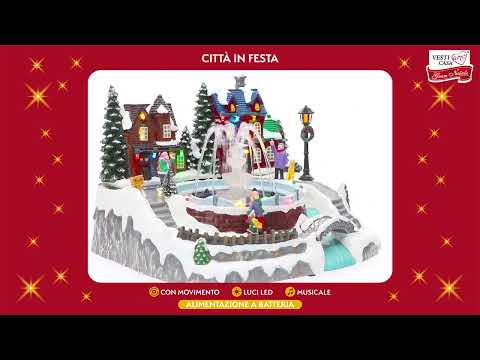VESTIAMO CASA GRAN NATALE - Città in Festa-Paesaggio Natalizio - h18,5x26,5x23 cm
